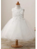 Ivory Lace Tulle Curly Hem Floral Flower Girl Dress